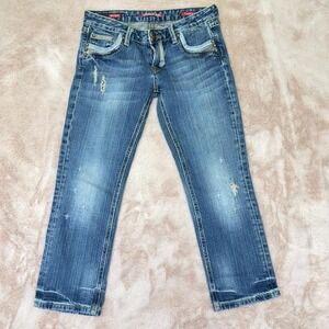 Vigoss Studio Morgan low rise capri jeans, studded layered pockets